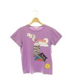 Tシャツ 半袖 プリントデザイン ラメ ワッペン XS 紫 パープル /HS ■GY82