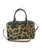 コーチ COACH F38390 ショルダーバッグ ミニボストン アニマル柄 2way ハンドバッグ PVC レザー ヒョウ柄 黒 ブラック 茶 ブラウン ■GY18 /MQ