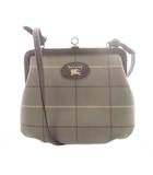バーバリーズ Burberrys ショルダーバッグ チェック柄 キャンバス レザー がま口 ロゴ 茶色 ブラウン /SR ■GY18