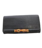 グッチ GUCCI バンブー 長財布 ウォレット 小銭入れあり レザー 黒 ブラック 112520・2067 /FF ■GY18