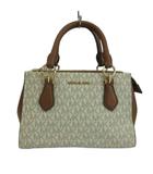 マイケルコース MICHAEL KORS マリリン MARILYN ハンドバッグ ショルダー 2WAY PVC レザー MKシグネチャー ロゴ ゴールド金具 白 ホワイト 茶色 ブラウン 35F5G6AM1B /XZ ■GY18