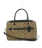 コーチ COACH F83607 ローワン サッチェル ハンドバッグ ショルダー 2WAY PVC レザー シグネチャー ロゴ 茶 ブラウン ■GY18 /MQ