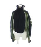 サカイ sacai Nylon Twill Mix Wool Knit Blouson ナイロンツイル ミックス ウール ニット ブルゾン ジャケット 切り替え MA-1 1 緑 オリーブグリーン 紺 ネイビー 22-06192 /MW ■GY18