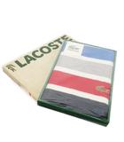 ラコステ LACOSTE バスタオル コットン パイル生地 ボーダー ロゴ刺繍 ワニ 白 ホワイト /MN10 ■GY99