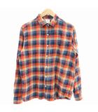 コーエン coen カラーブロックネルチェックシャツ 長袖 カジュアル XL オレンジ 青 ブルー 7510-605-9110 /GV ■GY39