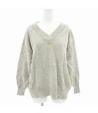 ヒューマンウーマン HUMAN WOMAN ニット セーター Vネック 長袖 プルオーバー M 白 ホワイト 茶 ブラウン /GV