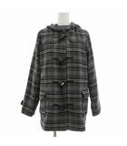 美品 ダッフルコート チェック柄 L グレー系 /UO