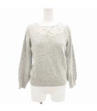 エフデ ef-de ニット セーター 長袖 プルオーバー レース切替 ビジュー アンゴラ混 9 グレー /GV