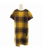 バーバリーブルーレーベル BURBERRY BLUE LABEL ワンピース ひざ丈 半袖 チェック 38 黄 イエロー E1J40-645-60 /EE ■MT