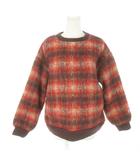 チャンピオン CHAMPION フランネルクルーネックシャツ ニット セーター 長袖 チェック ロゴワッペン オーバーサイズ M 赤 レッド CW-U610 /MN20 ■GY12