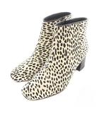 クラークス clarks Sheer Flora 2 シアフローラ2 ショートブーツ レザー ダルメシアンアニマルプリント ジッパー 箱付き UK3 22cm アイボリー 黒 ブラック /MW ■GY32