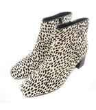 クラークス clarks Sheer Flora 2 シアフローラ2 ショートブーツ ハラコレザー ダルメシアンアニマルプリント ジッパー 箱付き UK6.5 25cm アイボリー 黒 ブラック /MW ■GY32