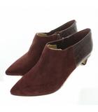 クラークス clarks Ellis Viola エリスビオラ ショートブーツ コンフォートブーツ Cushion Plus スエード レザー ジッパー 箱付き UK5 D 23.5cm えんじ ボルドー バーガンディ /MW ■GY32