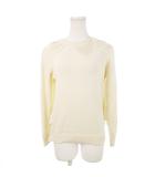 カオン Kaon 肩パール リボン ニット セーター 長袖 切替 プリーツ チュール 透け感 ビジュー F ベージュ /MN4