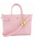 サマンサタバサ Samantha Thavasa デラックス DELUXE ハンドバッグ ショルダー 2WAY 斜め掛け ロゴ チャーム付 レザー ピンク /GV