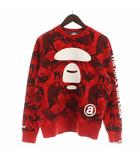 アベイシングエイプ A BATHING APE トレーナー スウェット 長袖 迷彩 カモフラ ロゴ 裏起毛 S 赤 レッド AAPSWMF3052XX ■GY03 /MQ