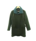 ポールスミス PAUL SMITH ロングコート 襟ニット 比翼 ウール 切り替え S 緑 グリーン PM-BM-53184 /AH22 ■GY03
