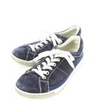 プラダ PRADA スニーカー スエード 革 パンチングメッシュ レースアップ ステッチ ロゴ 4 24.0cm 青 ブルー /CK4 ■GY03