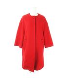 ミラショーン mila schon BLUE LABEL ノーカラーコート 七分袖 ライン バイカラー 42 M 赤 レッド /AO12 ■GY04