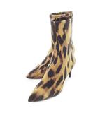 スチュアートワイツマン STUART WEITZMAN ショートブーツ ハイヒール ポインテッドトゥ ナイロン ストレッチ アニマル レオパード ヒョウ柄 36.5 23.5cm 茶 ブラウン /CK5 ■GY04
