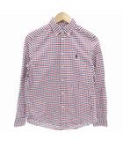 ラルフローレン RALPH LAUREN チェックシャツ ボタンダウン 長袖  16 赤 レッド 青 ブルー /TI