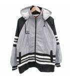  スポルディング SPALDING ヴィンテージ フーデッドジャケット ジップアップ 刺繍 L 黒 ブラック  グレー 白 ホワイト /OU