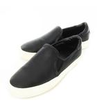 アグ UGG スリッポン スニーカー レザー 革 シボ革 ロゴ刻印 24.5cm 黒 ブラック /CK7 ■GY04