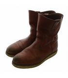 レッドウィング REDWING 90s 四角犬タグ ペコスブーツ ショート レザー ラウンドトゥ ロゴ 9.5 27.5cm 茶色 ブラウン /XZ ■GY12