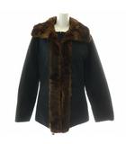 バーバリー BURBERRY 中綿ジャケット アウター ブルゾン 長袖 ラビットファー 毛皮 38 S 黒 ブラック 茶 ブラウン /MP ■GY37