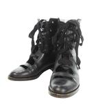 カールラガーフェルド KARL LAGERFELD ショートブーツ レースアップ ローヒール レザー カットアウト 6 23cm 黒 ブラック /MN7 ■GY37