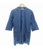 ノンネイティブ nonnative TRAVELER PULLOVER LONG SHIRT QS COTTON INDIGO CHECK 美品 シャツ 半袖 チェック柄 1 M 青 ブルー  紺 ネイビー NN-S2720 /KR