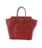 セリーヌ CELINE ラゲージ マイクロショッパー トートバッグ ハンド バッグ レザー 赤 レッド ■GY37 /MQ ■OH