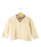 バーバリー ロンドン BURBERRY LONDON フェイクレイヤードニットトレーナー 長袖 チェックシャツ Vネック ロゴ刺繍 ベビー 男の子 90cm ベージュ /CK6