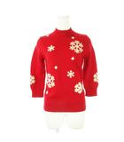 ピーエスポールスミス PS Paul Smith Woman ニット セーター ハイネック 七分袖 刺繍 ノルディック 雪の結晶 M 赤 レッド /CK12