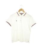 アールニューボールド R.NEWBOLD ポロシャツ 半袖 鹿の子 ロゴ刺繍 ライン L 白 ホワイト /MN13