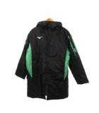ミズノ MIZUNO ベンチコート 中綿 ジップアップ フーディ ロゴ プリント 総柄 スポーツ M 黒 ブラック /MN22