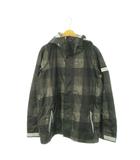 クイックシルバー QUIKSILVER スノーボードウェア スタンドカラージャケット ジップアップ フード付き チェック ロゴ スノーボード S 緑 グリーン /MN24