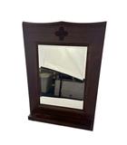 カリモク KARIMOKU 90s ヴィンテージ 壁掛け鏡 ウォールミラー チェーン メタルパーツ 木 ウッドパーツ 茶 ブラウン PR7007HD /KW ■GY11