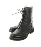 ヨースケ YOSUKE ウイングチップブーツ ショート レザー 革 メダリオン レースアップ 24.0cm 黒 ブラック /CK9 ■GY99