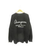 チャンピオン CHAMPION Tシャツ ロンT クルーネック 長袖 プリント ロゴワッペン コットン XL 黒 ブラック /AH3 ■GY99