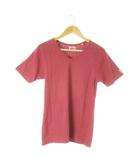 半袖Tシャツ Vネック ラグラン ストレッチ ワンポイント ロゴ刺繍 4 XL ピンク /AO14 ■GY99