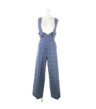 ルルロジェッタ ルールロジェット leur logette サロペット オーバーオール ハイウエスト パンツ ワイド ラメ 麻 リネン混 0 S 青 ブルー /AO1 ■GY30