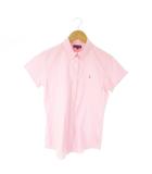 ボタンダウンシャツ 半袖 ストレッチ ワンポイント ポニーロゴ刺繍 女の子 ガールズ 160 ピンク /AO9 ■GY99