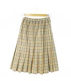 ミモレ スカート ボックスプリーツ ハウスチェック 総柄 63-90 ベージュ /AO24 ■GY99