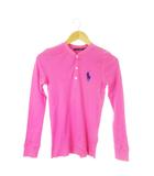 ラルフローレン RALPH LAUREN Tシャツ カットソー リブ ヘンリーネック 長袖 コットン ストレッチ ポニーロゴ刺繍 M ピンク /AO19 ■GY99