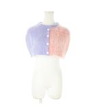 ディースクエアード DSQUARED2 23AW モヘヤミニケープ クロップドカーディガン マント 透かし編み 配色 ロゴプレート 小さいサイズ XS 紫 パープル /AO19 ■GY30