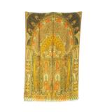 エトロ ETRO マフラー ストール ウール シルク 絹 フリンジ ペイズリー 総柄 ロゴ 茶 ブラウン /CK27 ■GY35