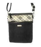 バーバリーブラックレーベル BURBERRY BLACK LABEL ショルダーバッグ クロスボディ ナイロン レザー 革 ロゴプレート ノバチェック 黒 ブラック /CK8