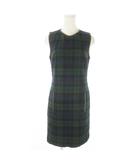 ラルフローレン RALPH LAUREN ミニワンピース ノースリーブ ブラックウォッチ 総柄 レザー パイピング 4 S 紺 ネイビー /AO23 ■GY99