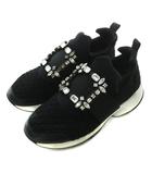 ロジェヴィヴィエ ROGER VIVIER ストラスバックルスニーカー ローカット ビジュー ラインストーン 37 24cm 黒 ブラック /XZ ■GY19